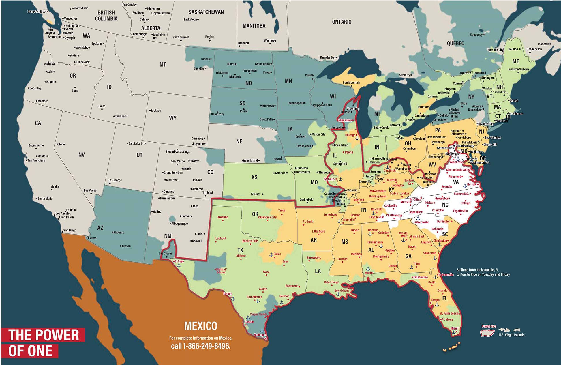 Shenandoah, VA LTL Transit Time Map